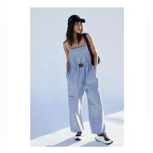 Free People Women's Star Player Wide-Leg Jumpsuit Light Blue Size Small